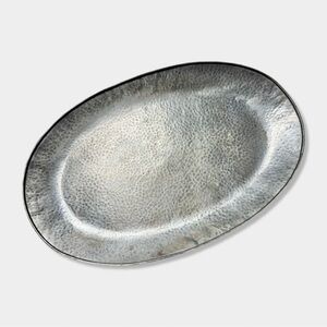 Pottery Barn Large Hammered Silver Metal Oblong Oval Charger Pillar Candle Tray